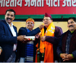 CM Dhami congratulated by showering flowers on passing of Uniform Civil Code Bill, sweets distributed with loud fireworks