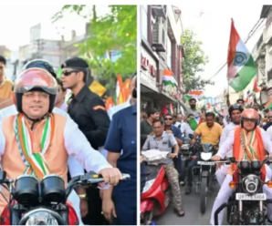 CM held the bike in the rally of BJP Yuva Morcha, said- Tricolor is a symbol of patriotism and dedication to the country